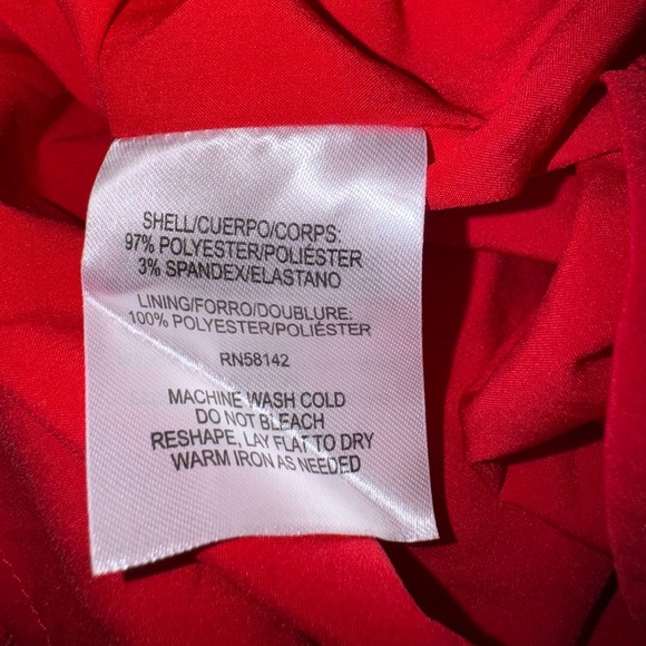 Maggy London Women's Petite Red Crepe Novelty Dress with Sleeve & Neck Shirring - Picture 15 of 15